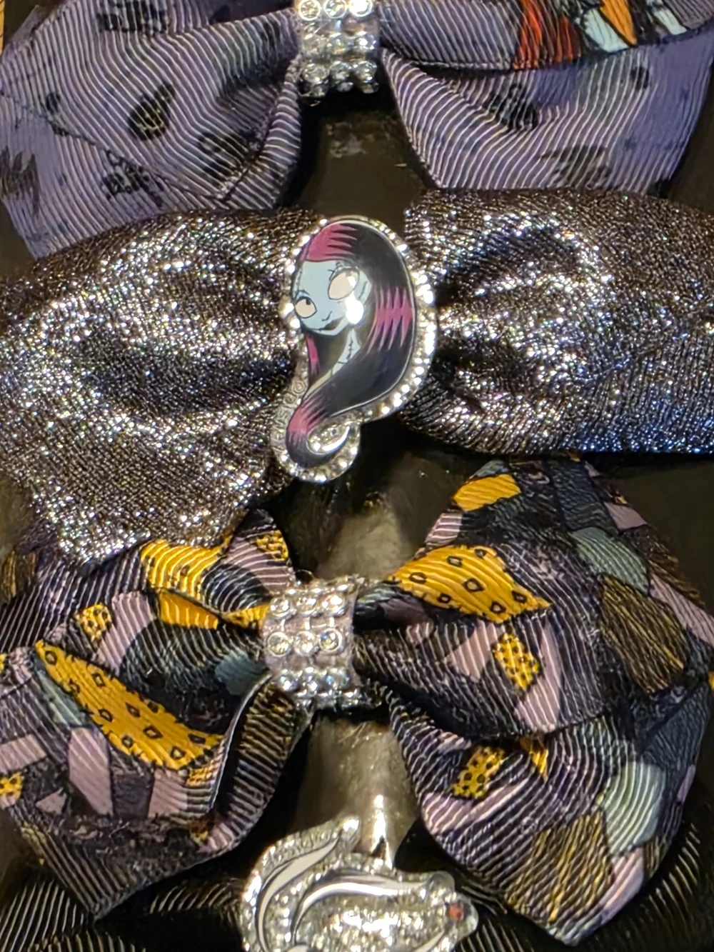 Nightmare Before Christmas Disney Hair Bow Set Purple & Silver NMBC Hair Bows